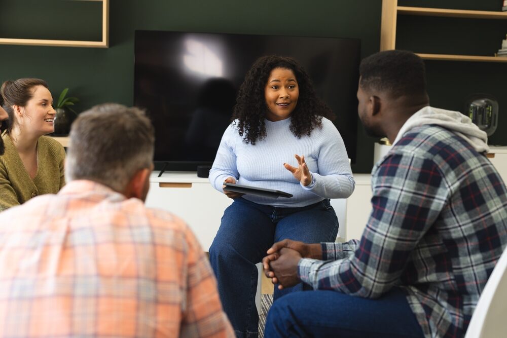 A support group led by a therapist