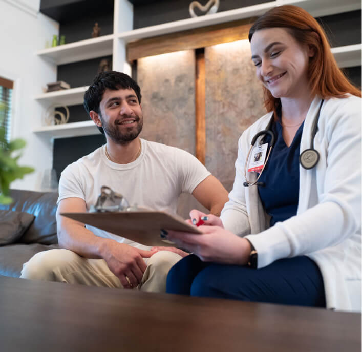 A man consults with an alcohol and drug recovery specialist