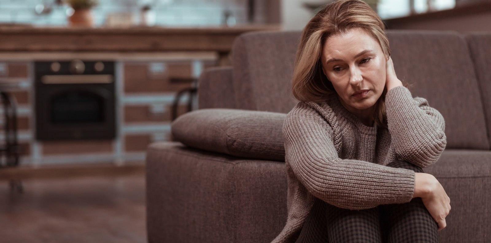 A frustrated woman on the couch