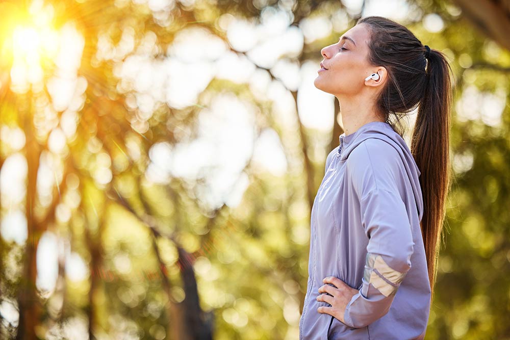 A person enjoying their workout outdoors.