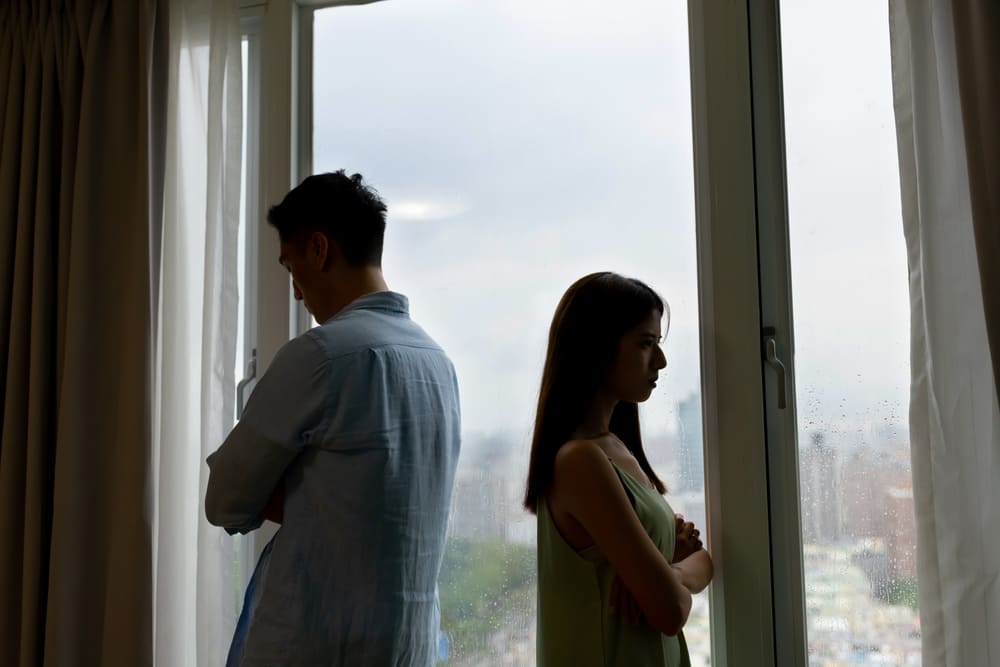 Two people ignoring each other during an argument