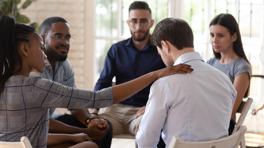 Supportive group therapy at drug rehab 